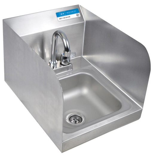 Space Saver Hand Sink, W/Side Splashes & Faucet, 2 Holes 9"W x 9"-cityfoodequipment.com