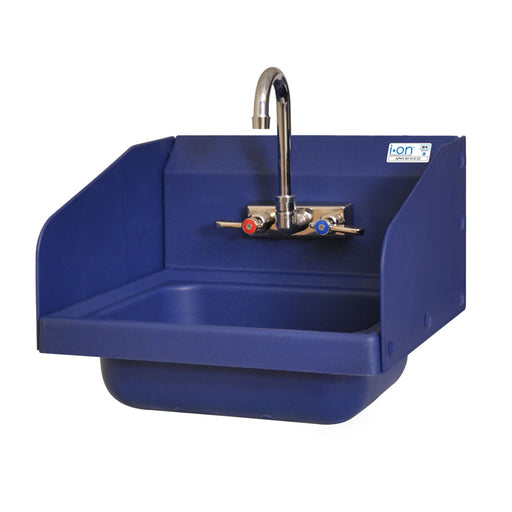 ION™ Blue Antimicrobial Hand Sink W/Side Splashes, EVO 4" Faucet-cityfoodequipment.com