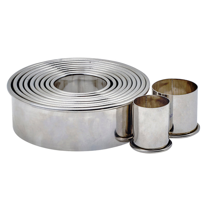 11pc Cookie Cutter Set, Plain Round, 1" to 3" Dia x 1"H, S/S (12 Set)-cityfoodequipment.com