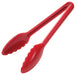 9" PC Serving Tong, Red, Curve (12 Each)-cityfoodequipment.com