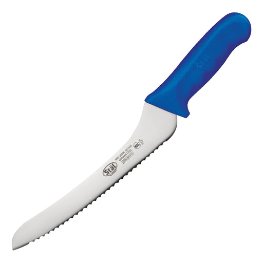 9" Bread Knife, Blue PP Hdl, Offset (6 Each)-cityfoodequipment.com