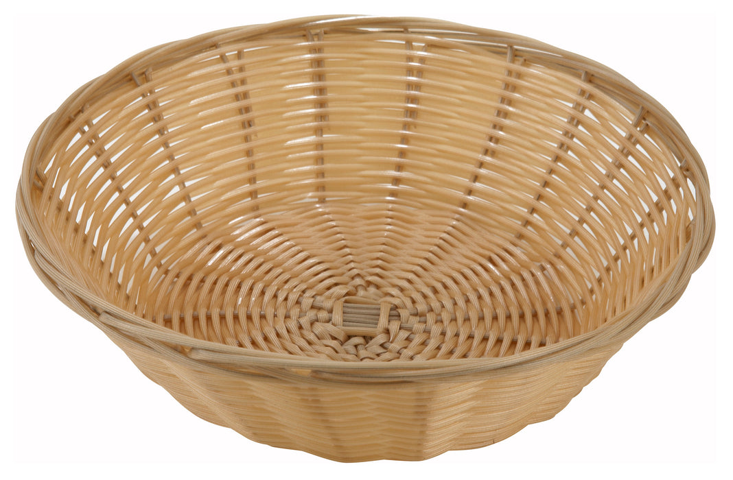 Poly Woven Baskets, Round, 9" x 2-3/4", Natural (12 Dozen)-cityfoodequipment.com