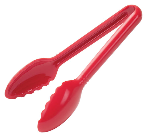 6" PC Serving Tong, Red, Curve (12 Each)-cityfoodequipment.com
