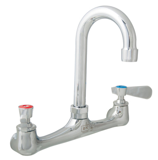 Workforce Standard Duty Faucet, 3" Gooseneck Spout, 8" O.C. Splash Mount-cityfoodequipment.com