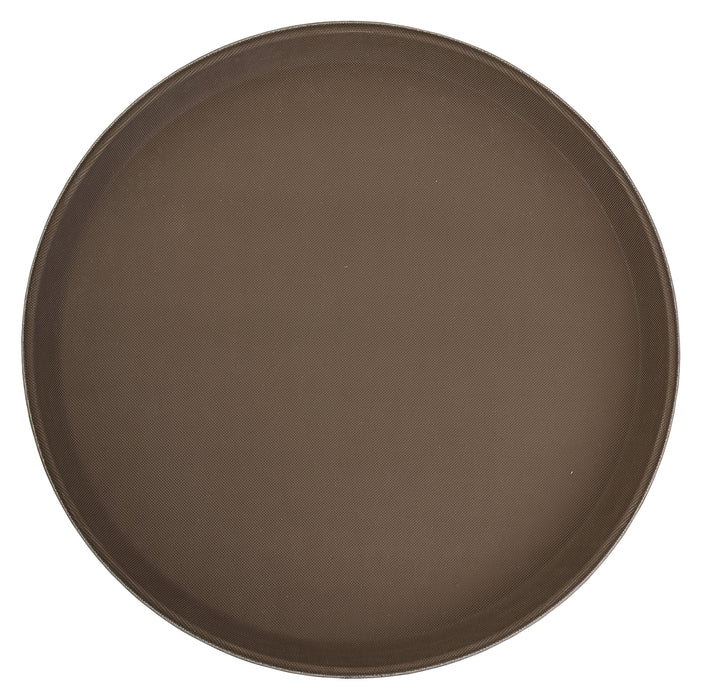 16" Premium Fiberglass Tray, Non-slip, Brown, Round (6 Each)-cityfoodequipment.com