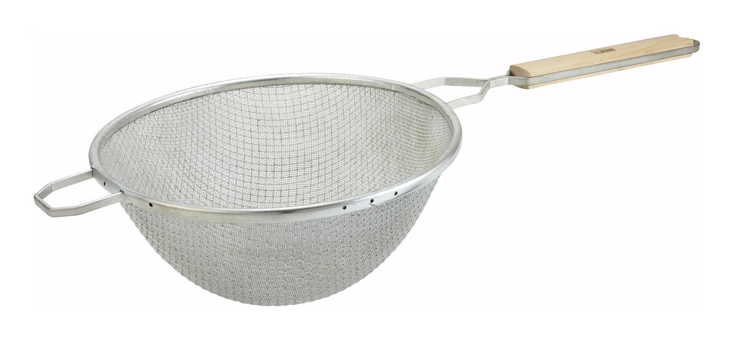 10-1/4" Double Mesh Strainer, Fine, Tin (12 Each)-cityfoodequipment.com