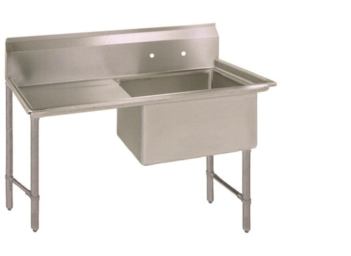 S/S 1 Compartment Sink 10" Riser Left Drainboard 24" x 24" x 14" D Bowls-cityfoodequipment.com