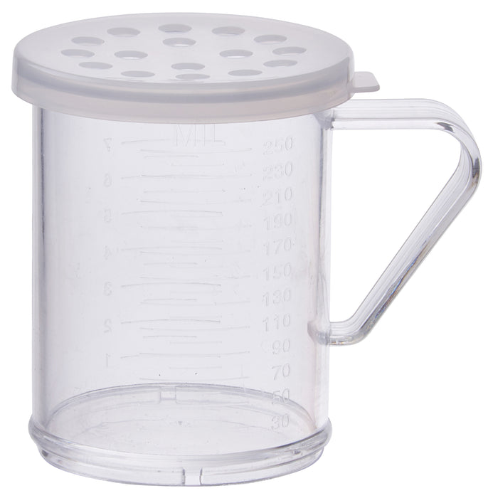 10oz Dredge with Clear Snap-on Lid, Extra Large Hole (12 Set)-cityfoodequipment.com