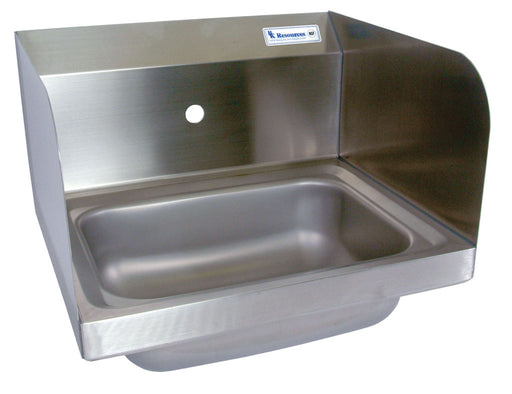 S/S Hand Sink w/Side Splashes 1-7/8" DR, 1 Hole 14" x 10" x 5"-cityfoodequipment.com