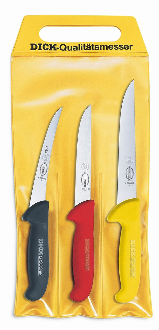 F. Dick (8255100) Set of 3 Ergogrip Knives, 3 colors in pouch-cityfoodequipment.com