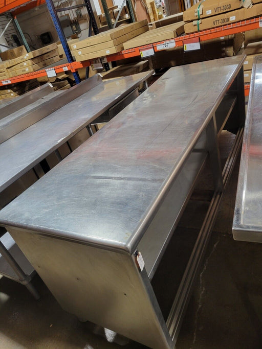 96"W x 30"D x 30"H stainless steel work table with riveted stainless undershelf-cityfoodequipment.com