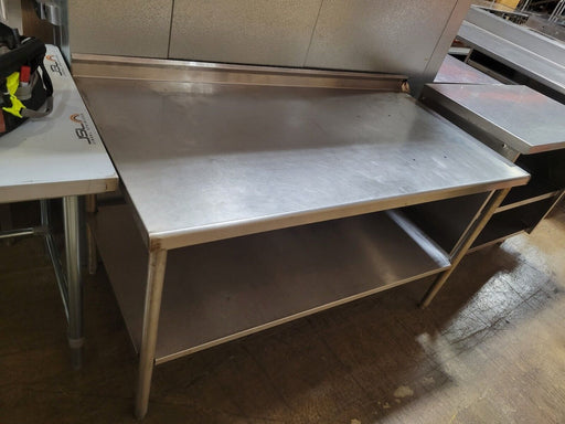 Used 60" x 30" Stainless Steel Work Table with 3" Backsplash and Undershelf-cityfoodequipment.com