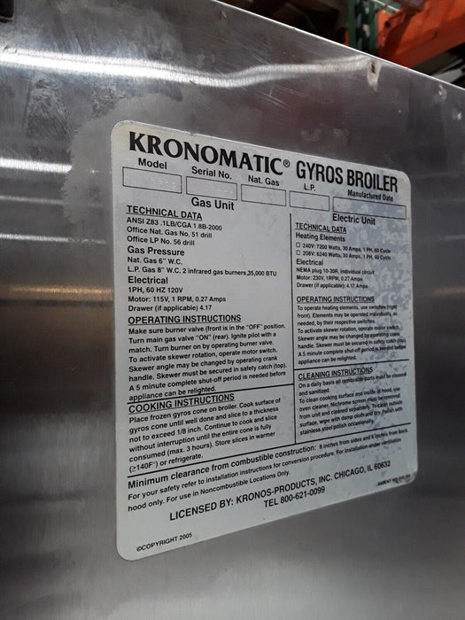 Refurbished Kronomatic SKG-2R Gyros Machine-cityfoodequipment.com