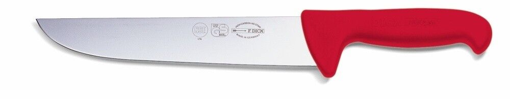 F. Dick (8234830-03) 12" Butcher Knife, Red Handle-cityfoodequipment.com