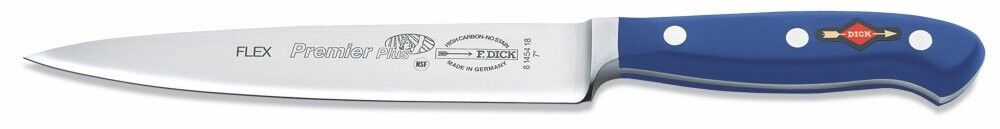 F. Dick (8145418-12) 7" Fillet Knife, Flexible, Forged, Blue Handle-cityfoodequipment.com