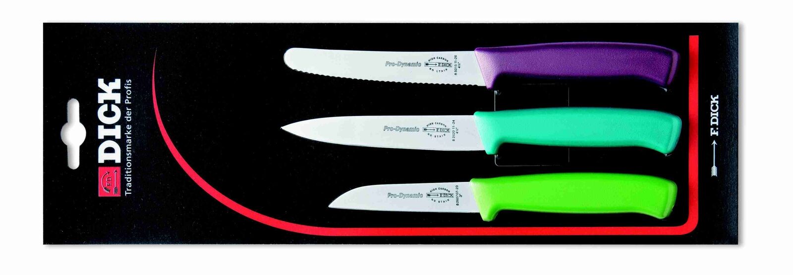 F. Dick (8570009) Kitchen Knife Set - 3-Piece, 3-colors-cityfoodequipment.com