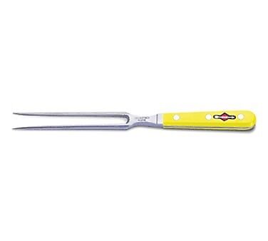 F. Dick (9202018-02) 7" Kitchen Fork, Forged, Yellow Handle-cityfoodequipment.com