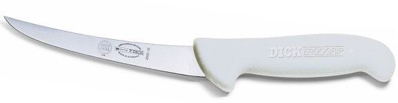 F. Dick (8299115-05) 6" Boning Knife, Curved, Stiff, White Handle-cityfoodequipment.com