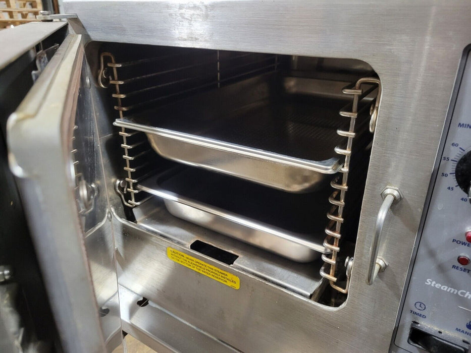 Used Cleveland 22CET3.1 SteamChef 3 Pan Electric Countertop Steamer with Stand-cityfoodequipment.com