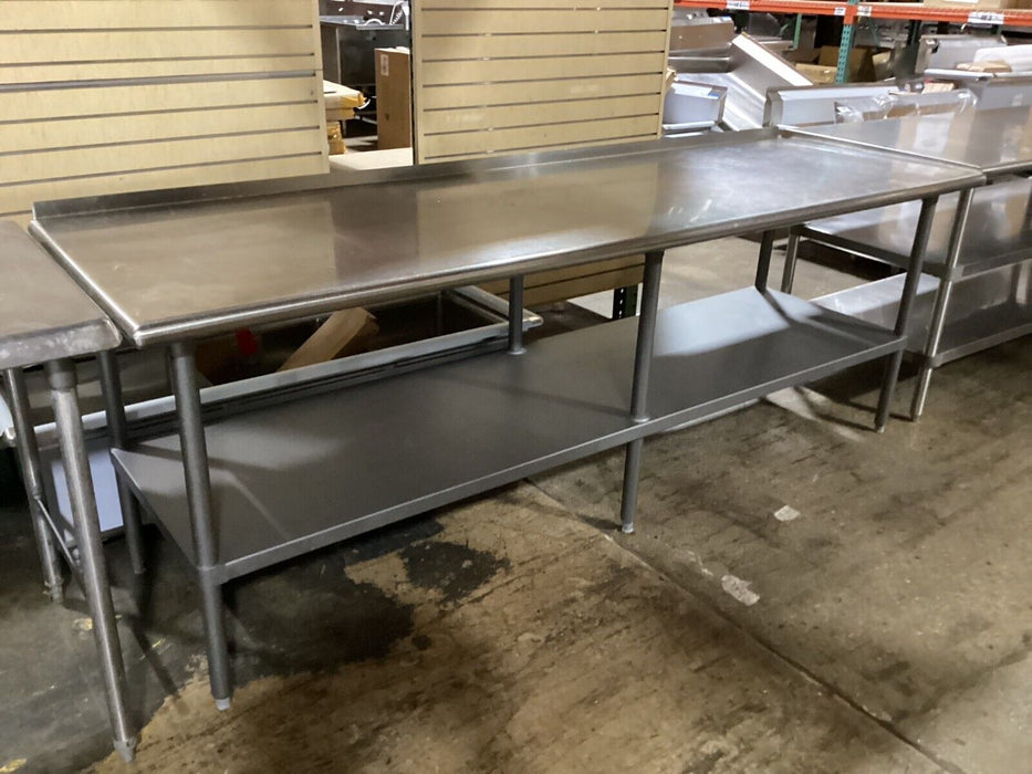 Used 96" x 30" Stainless Steel Work Table w/Galvanized US Casters-cityfoodequipment.com