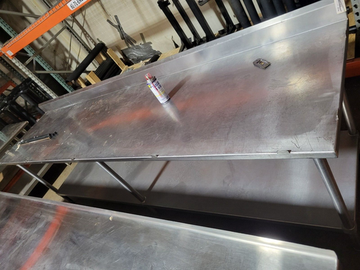 Used 120" x 30" Stainless Steel Work Table with Galvanized Undershelf.-cityfoodequipment.com
