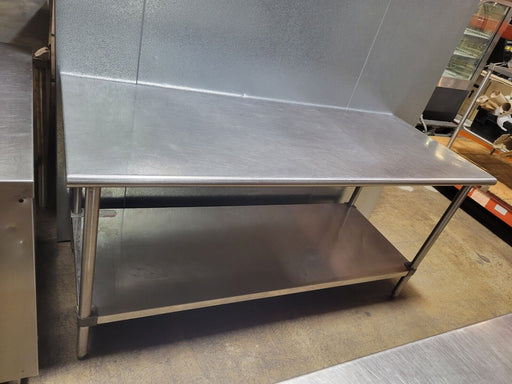 Used Stainless Steel Work Table, 83" x 30", with Stainless Steel Undershelf-cityfoodequipment.com