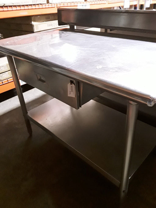 Used 54" x 30" SS Work Table with 6" BS, Drawer-HD Shelf-All Welded-cityfoodequipment.com