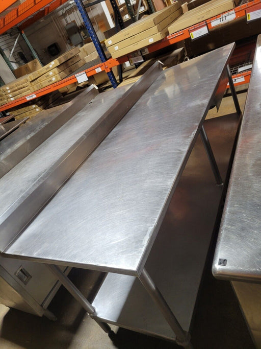 Used 96" x 30" Stainless Steel Work Table w/ Drawer and Galvanized Undershelf-cityfoodequipment.com