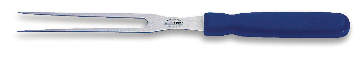F. Dick (9201813-12) 5" Kitchen Fork, Stamped, Molded Handle, Blue Handle-cityfoodequipment.com
