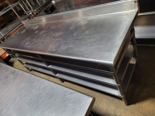 Used 96" x 30" Stainless Steel Work Table with 3 Undershelves-cityfoodequipment.com