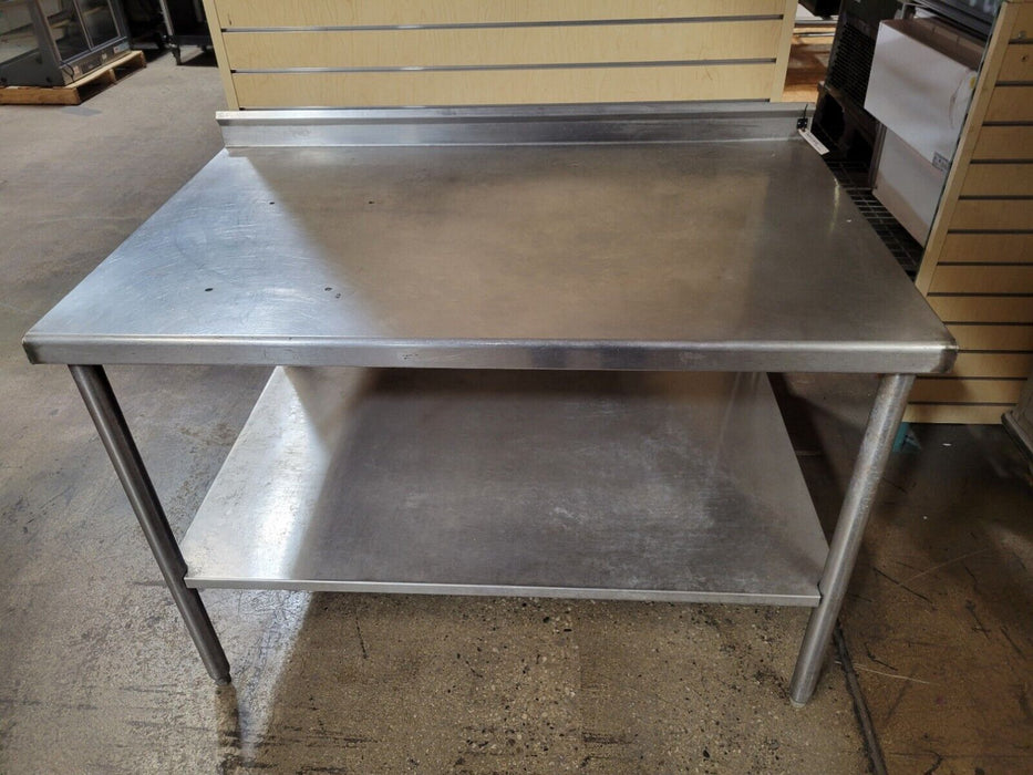 Used 48" x 30" Stainless Steel Work Table with 3" Backsplash and Undershelf-cityfoodequipment.com