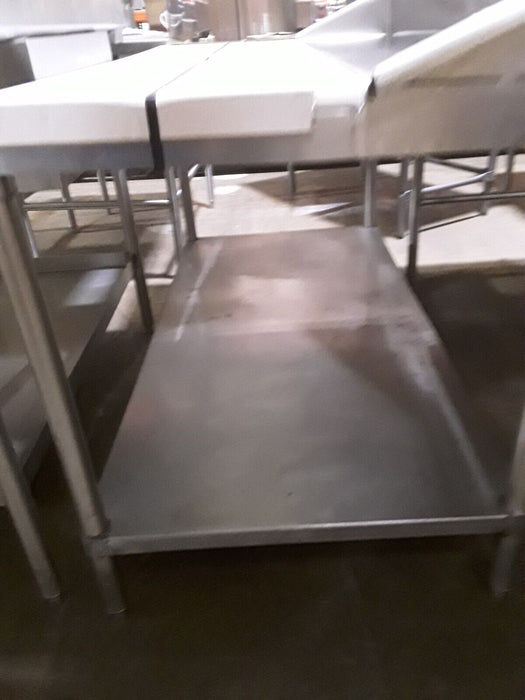 Used 60" x 30" Stainless Work Table w/ Cutting Board Undershelf with Casters-cityfoodequipment.com