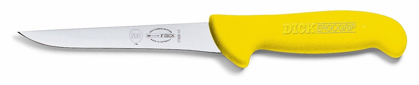F. Dick (8236813-02) 5" Boning Knife, Narrow, Stiff, Yellow Handle-cityfoodequipment.com