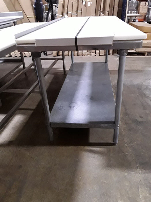 Used 72" x 30" Stainless Steel Cutting Board Table with 1" PE-cityfoodequipment.com
