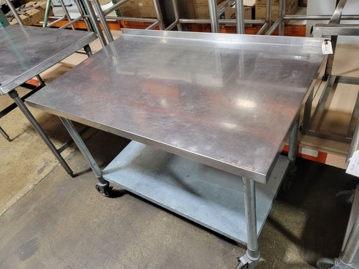 Used 48" x 30" Stainless Steel Work Table with Undershelf and Casters-cityfoodequipment.com