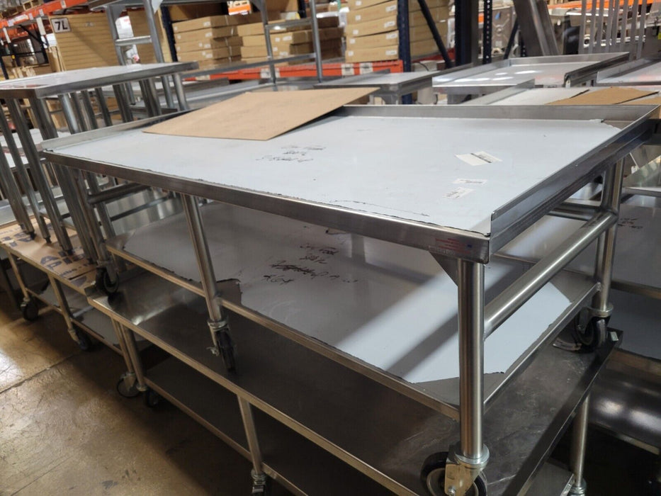 30"D x 60"W stainless steel Equipment Stand with casters, undershelf-cityfoodequipment.com