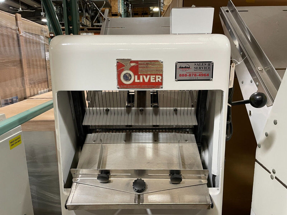 Refurbished Oliver 797G-1/2 Commercial Gravity Feed 1/2" Bread Slicer, New Blades-cityfoodequipment.com