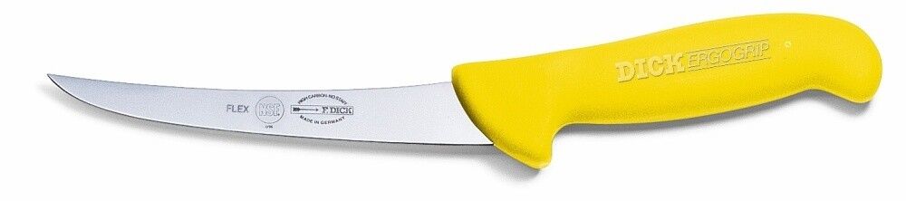 F. Dick (8298113-02) 5" Boning Knife, Curved, Flexible, Yellow Handle-cityfoodequipment.com