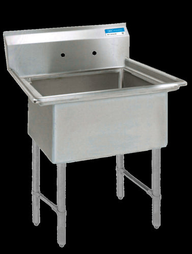 Stainless Steel 1 Compartment Sink, 10" Riser 24" x 24" x 14" D Bowls-cityfoodequipment.com