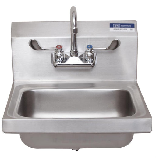 S/S Hand Sink w/ Wristblade Faucet, 2 Holes 14" x 10" x 5"-cityfoodequipment.com