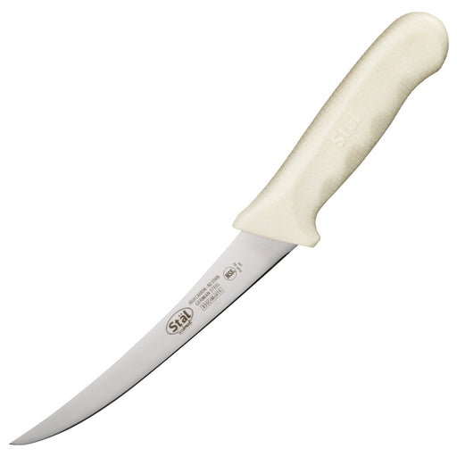 6" Boning Knife, White PP Hdl, Curved (6 Each)-cityfoodequipment.com