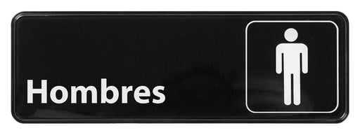 Information Sign, Spanish, "Men", 3" x 9", Black (12 Each)-cityfoodequipment.com