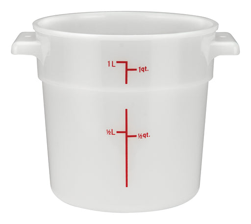 1qt Round Storage Container, White, PP (12 Each)-cityfoodequipment.com