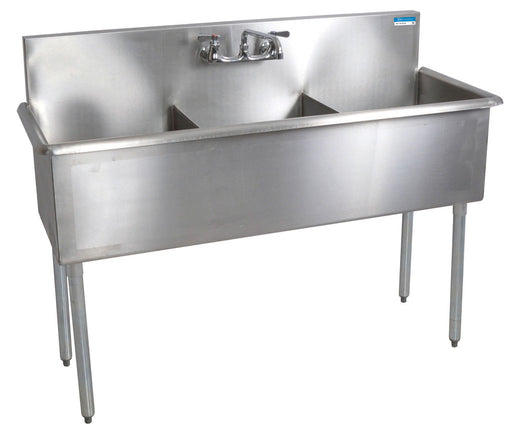 S/S 3 Compartments Budget Sink, Rolled Edges 18" x 21" x 12" D-cityfoodequipment.com