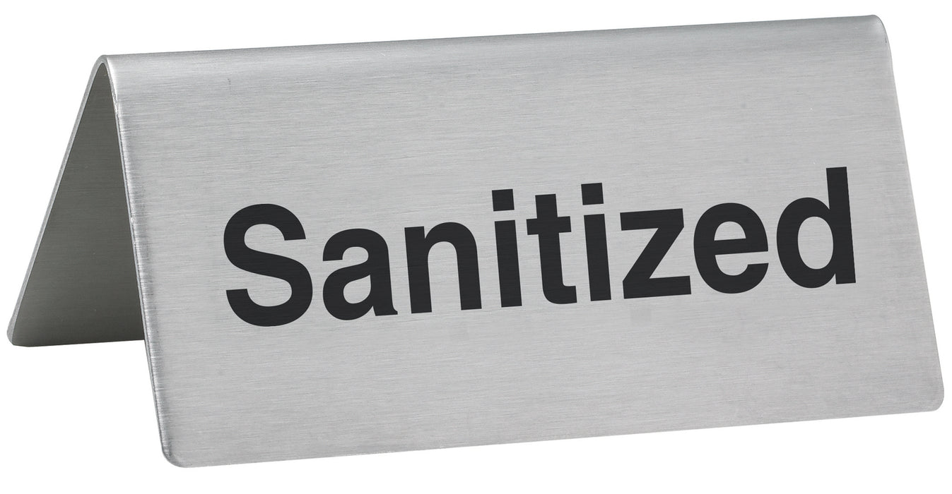 Tent Sign, "Sanitized" , S/S (12 Each)-cityfoodequipment.com