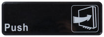 Information Sign, "Push", 3" x 9", Black (12 Each)-cityfoodequipment.com