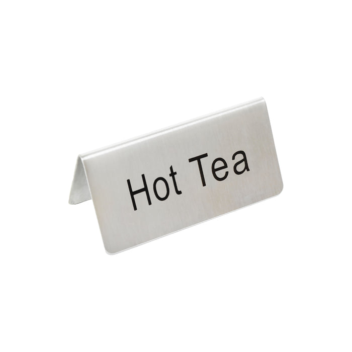 TABLE TENT SIGN, HOT TEA, 3" X 1 1/2", STAINLESS STEEL LOT OF 24 (Ea)-cityfoodequipment.com