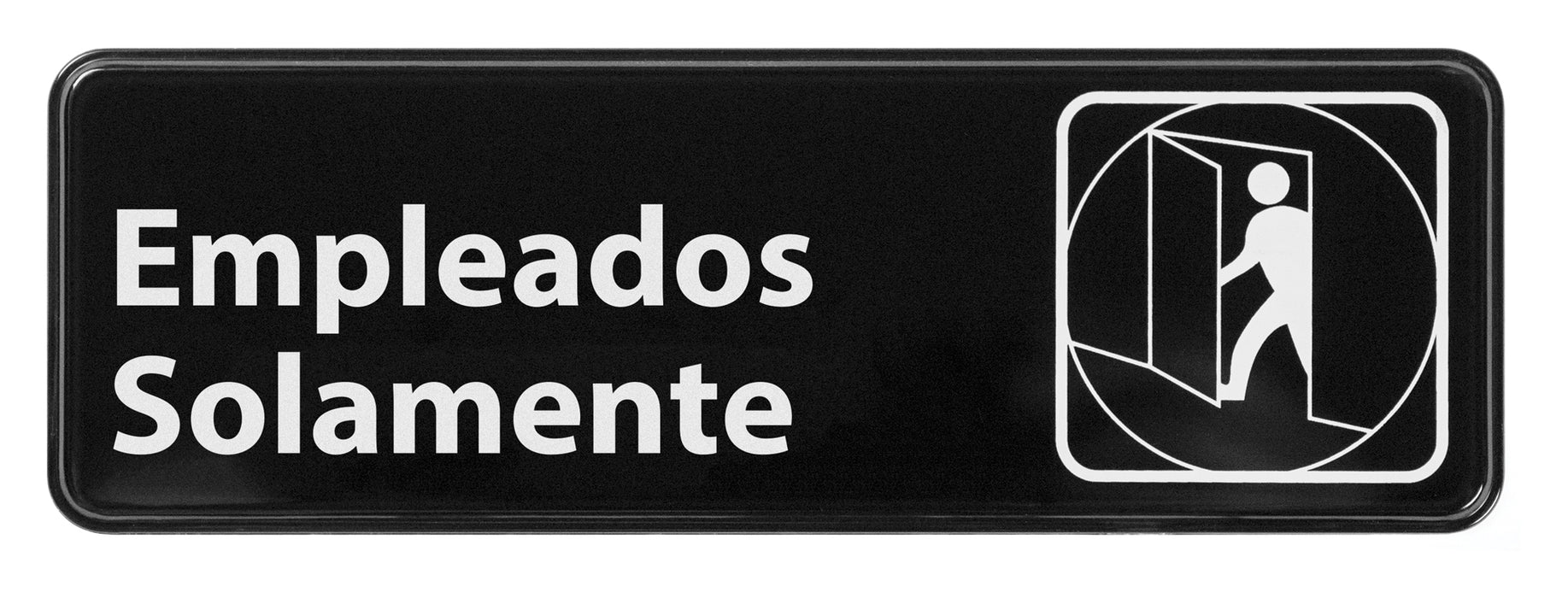 Information Sign, Spanish, "Employees Only", 3" x 9", Black (12 Each)-cityfoodequipment.com