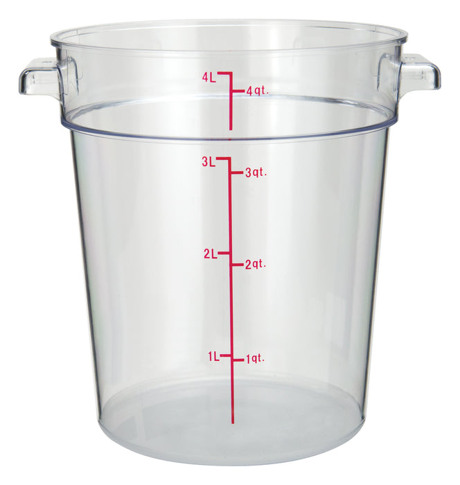 4qt Round Storage Container, Clear, PC (12 Each)-cityfoodequipment.com