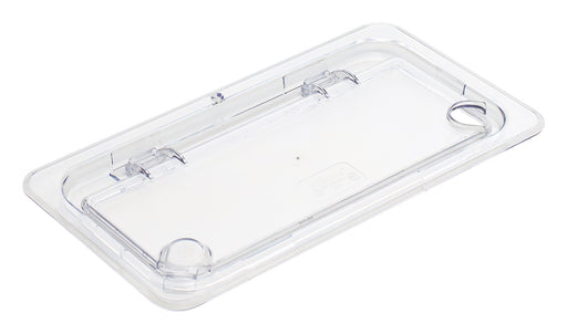 Hinged Lid Cover for SP7302/7304/7306/7308, 1/3 Size, Peg Hole,Notched,Clear. (12 Each)-cityfoodequipment.com
